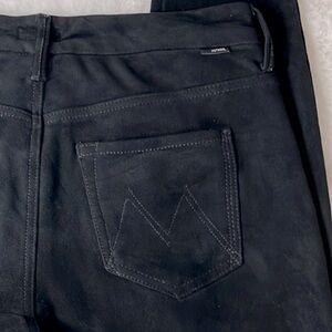 Mother HighWaist Looker Faux Suede Jeans Black Tricks of the Trade Stretch 28‎
